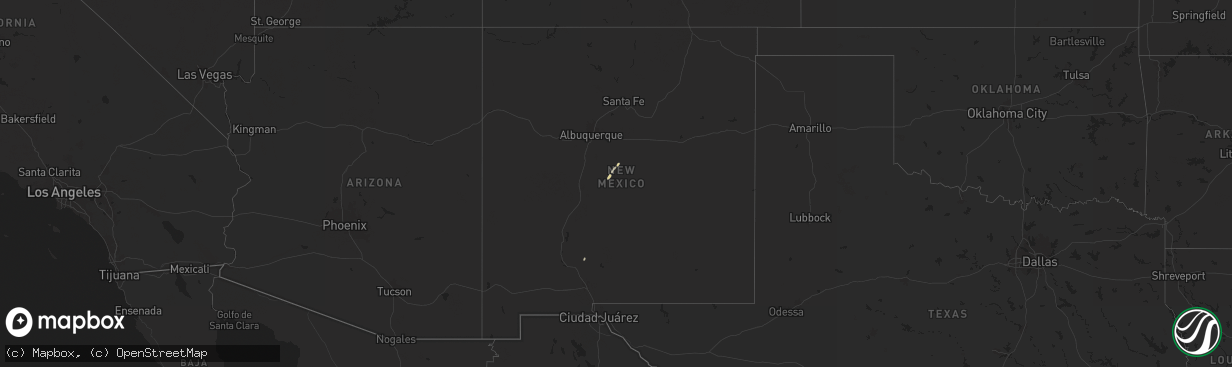 Hail map in New Mexico on October 14, 2025