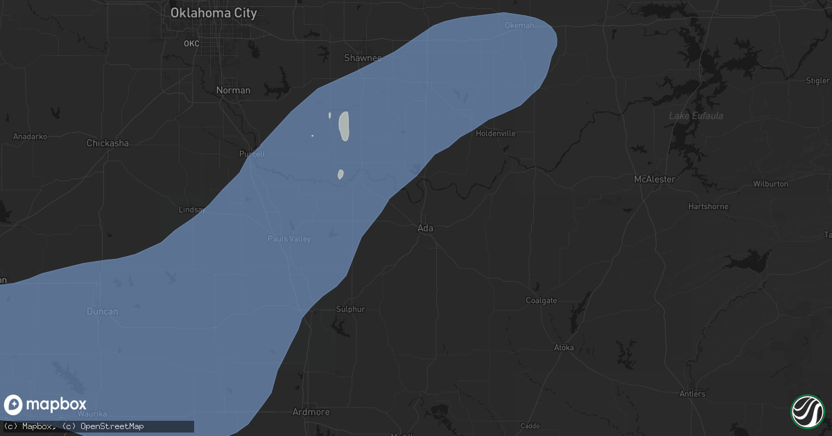 Hail map in Ada, OK on October 14, 2026