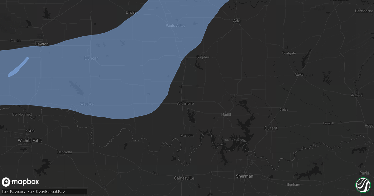 Hail map in Ardmore, OK on October 14, 2026
