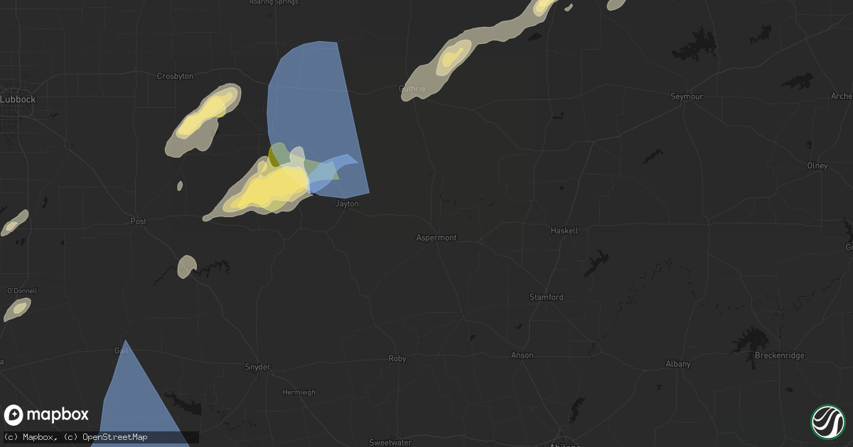 Hail map in Aspermont, TX on October 14, 2026