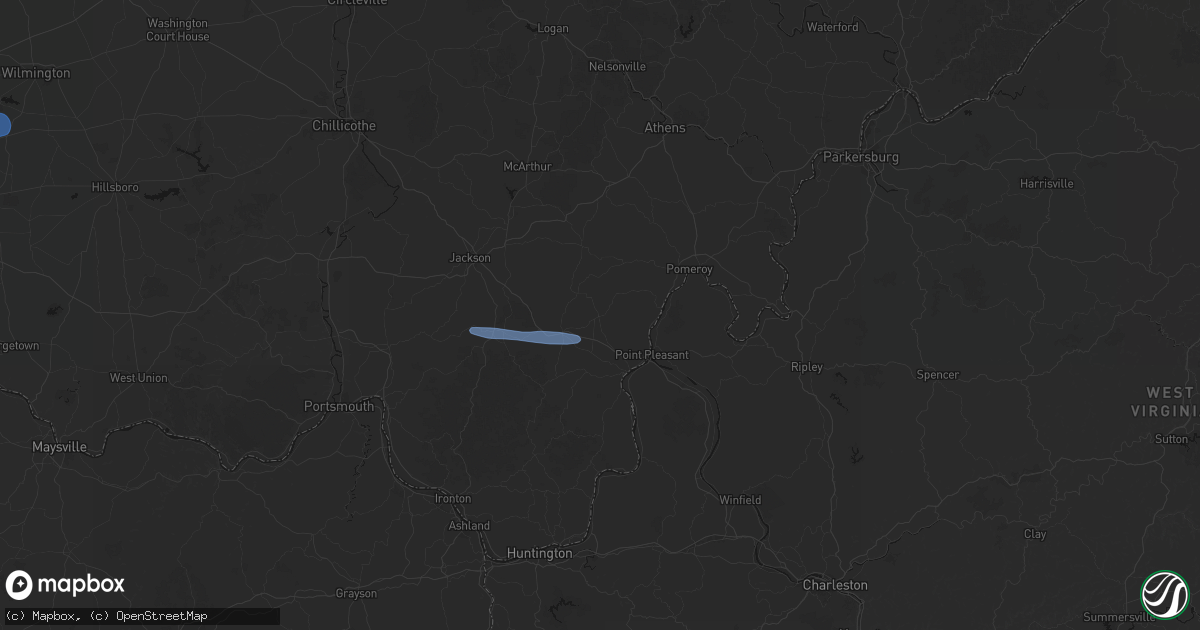 Hail map in Bidwell, OH on October 14, 2026