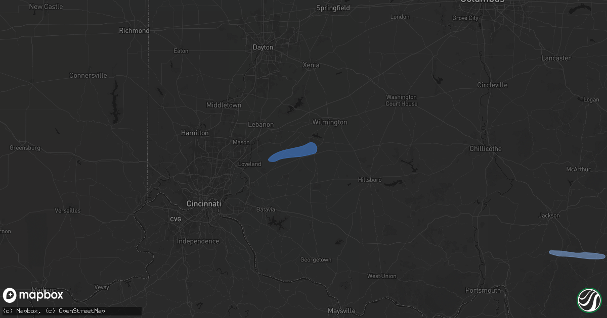Hail map in Blanchester, OH on October 14, 2026