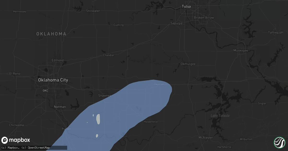 Hail map in Boley, OK on October 14, 2026