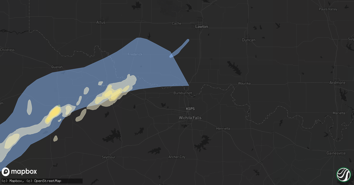 Hail map in Burkburnett, TX on October 14, 2026