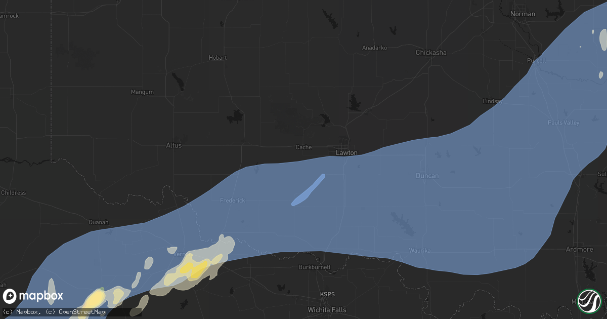 Hail map in Cache, OK on October 14, 2026