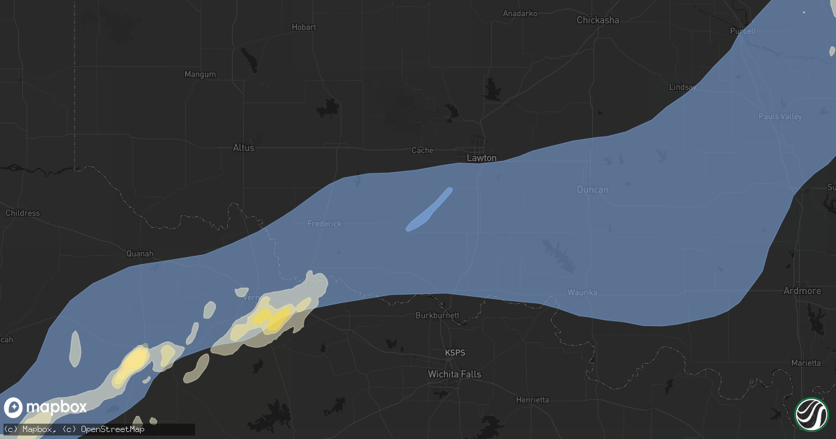 Hail map in Chattanooga, OK on October 14, 2026