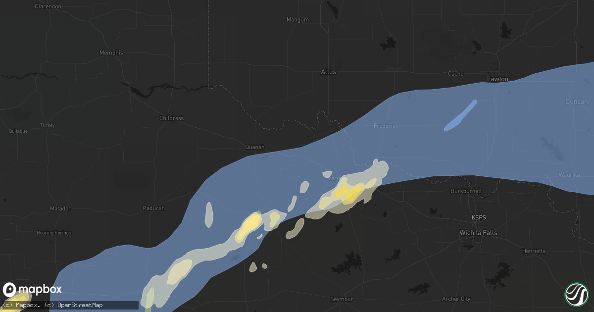 Hail map in Chillicothe, TX on October 14, 2026