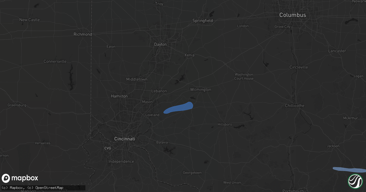 Hail map in Clarksville, OH on October 14, 2026