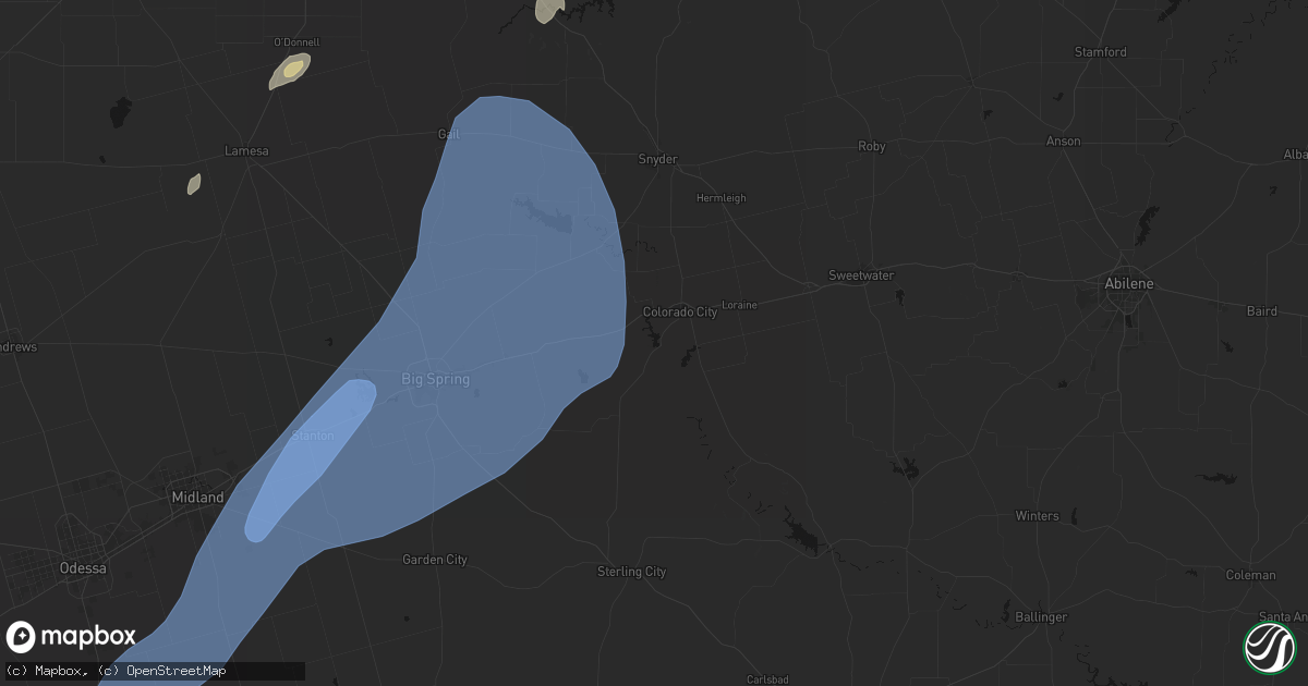 Hail map in Colorado City, TX on October 14, 2026