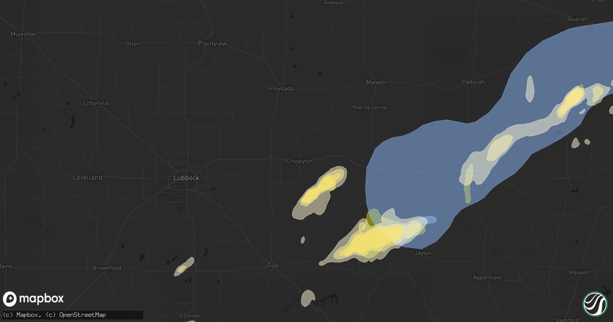 Hail map in Crosbyton, TX on October 14, 2026