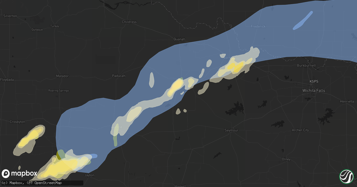 Hail map in Crowell, TX on October 14, 2026
