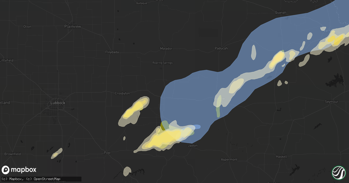 Hail map in Dickens, TX on October 14, 2026