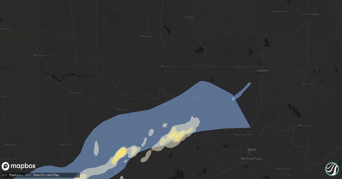 Hail map in Elmer, OK on October 14, 2026