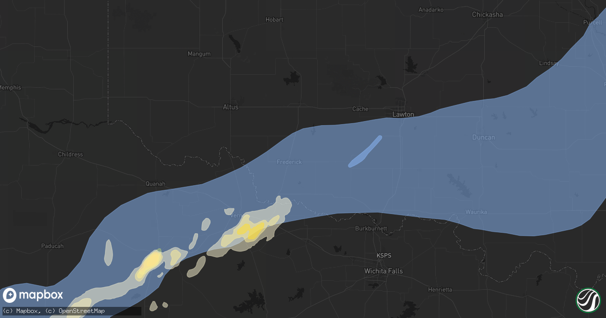 Hail map in Frederick, OK on October 14, 2026