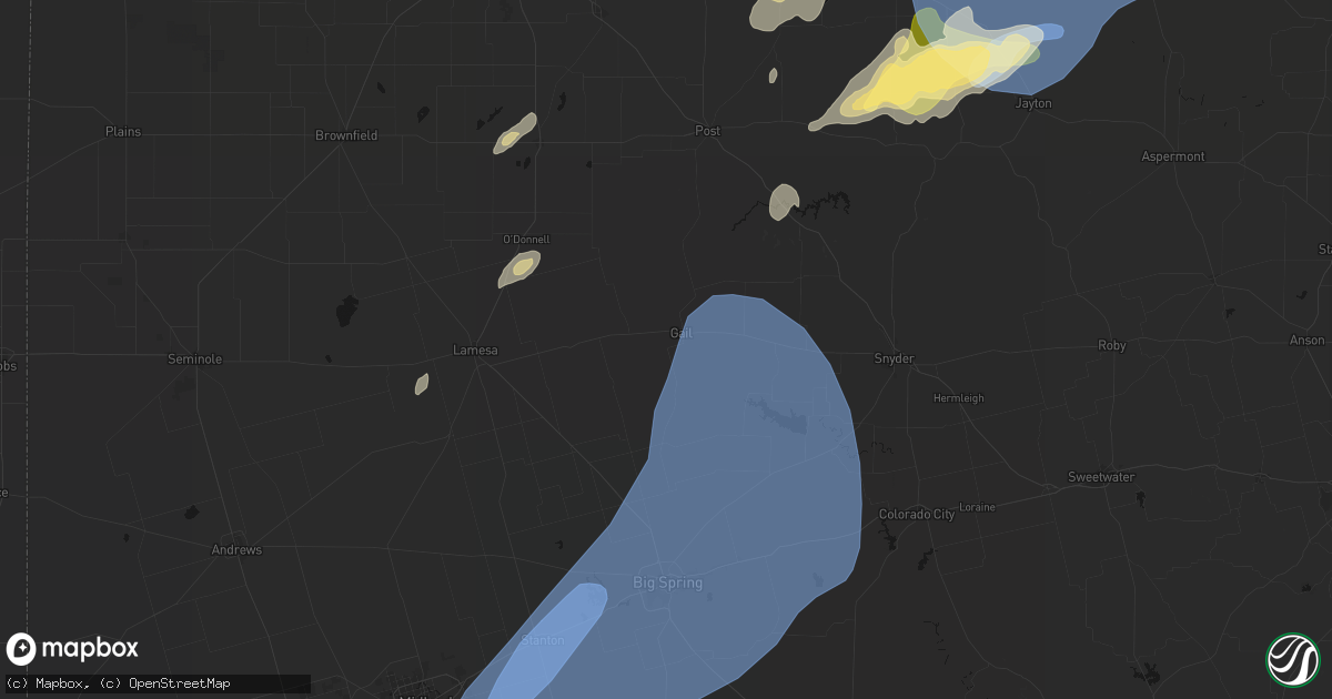 Hail map in Gail, TX on October 14, 2026