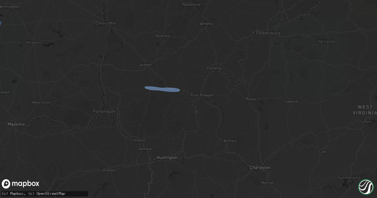 Hail map in Gallipolis, OH on October 14, 2026