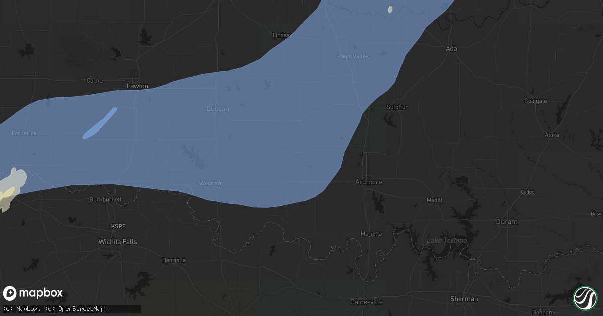 Hail map in Healdton, OK on October 14, 2026