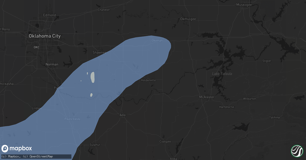 Hail map in Holdenville, OK on October 14, 2026