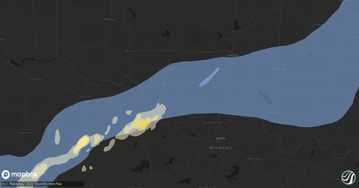 Hail map in Hollister, OK on October 14, 2026