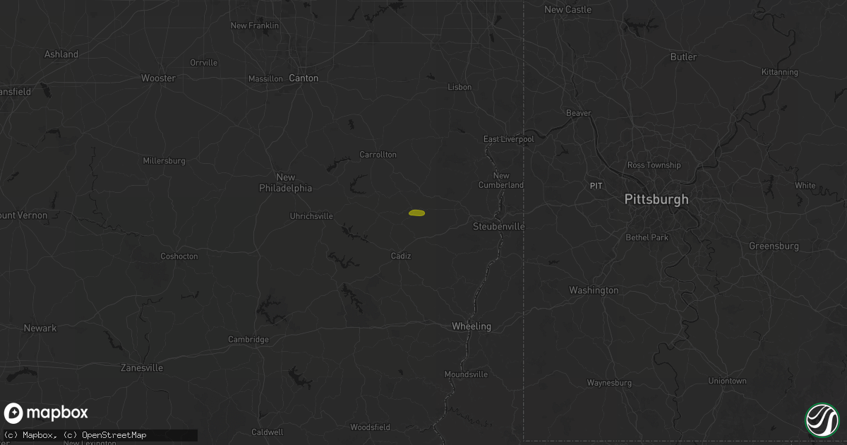 Hail map in Hopedale, OH on October 14, 2026