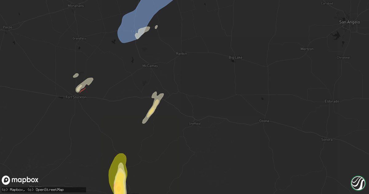 Hail map in Iraan, TX on October 14, 2026