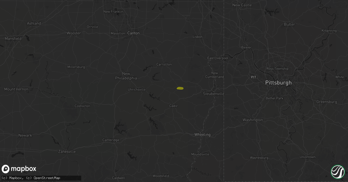 Hail map in Jewett, OH on October 14, 2026