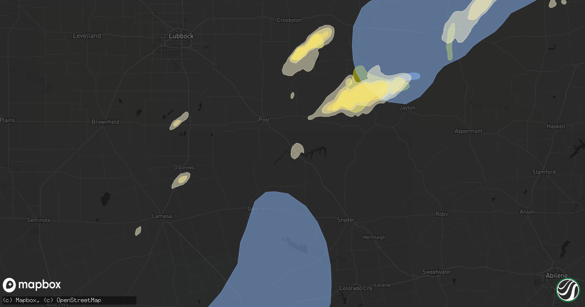 Hail map in Justiceburg, TX on October 14, 2026