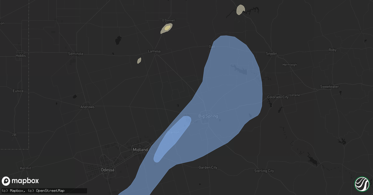 Hail map in Knott, TX on October 14, 2026