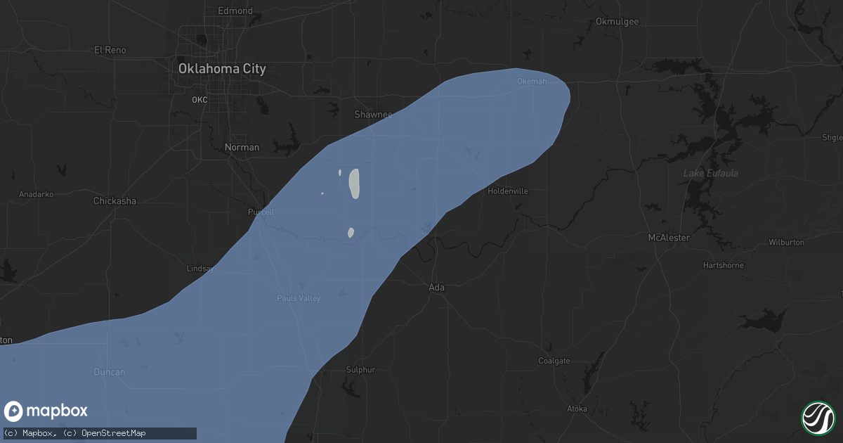 Hail map in Konawa, OK on October 14, 2026