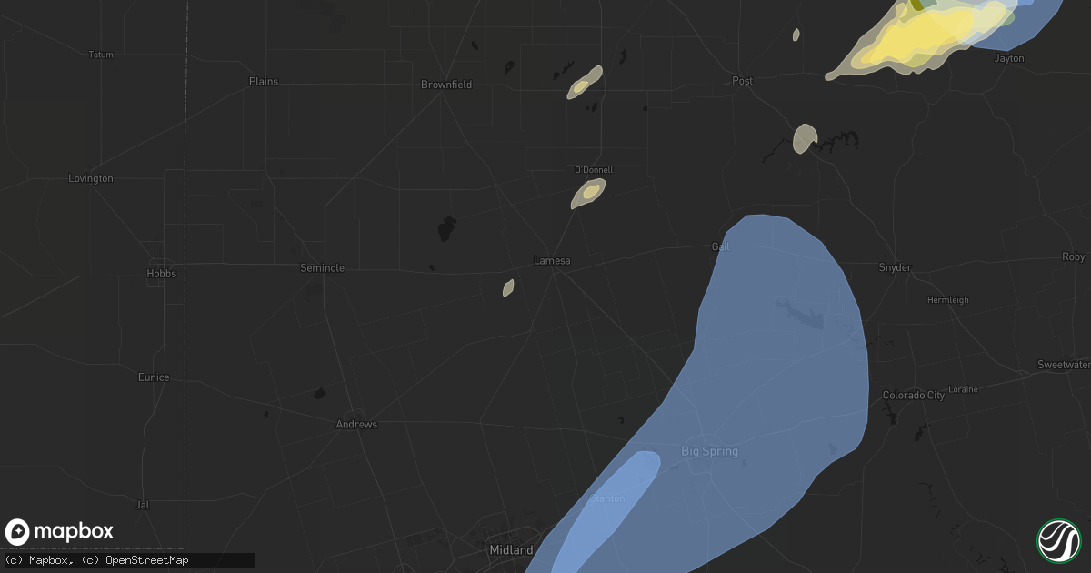 Hail map in Lamesa, TX on October 14, 2026