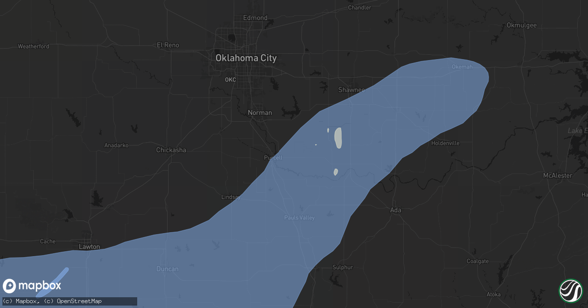 Hail map in Lexington, OK on October 14, 2026