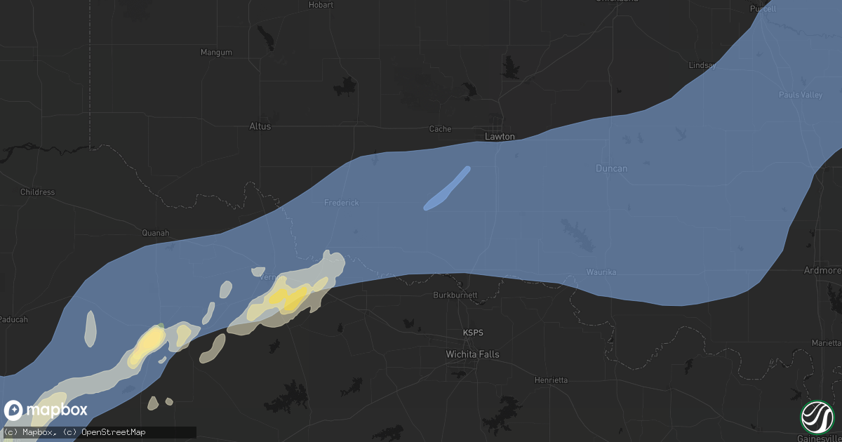 Hail map in Loveland, OK on October 14, 2026