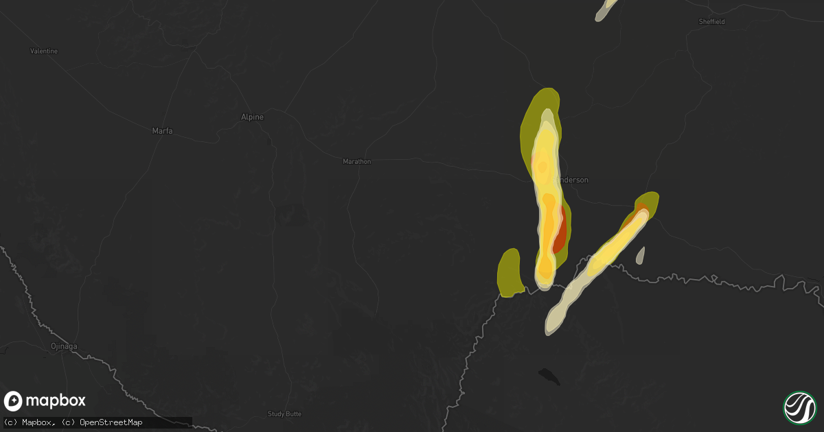 Hail map in Marathon, TX on October 14, 2026