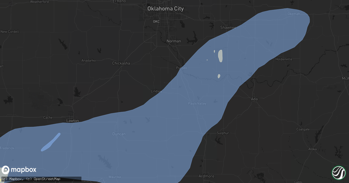 Hail map in Maysville, OK on October 14, 2026