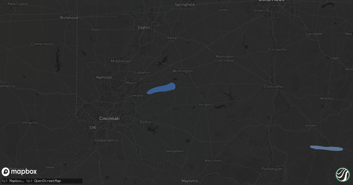 Hail map in Midland, OH on October 14, 2026