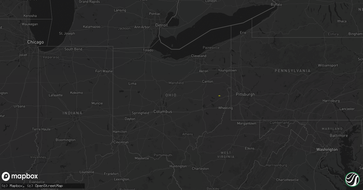 Hail map in Ohio on October 14, 2026