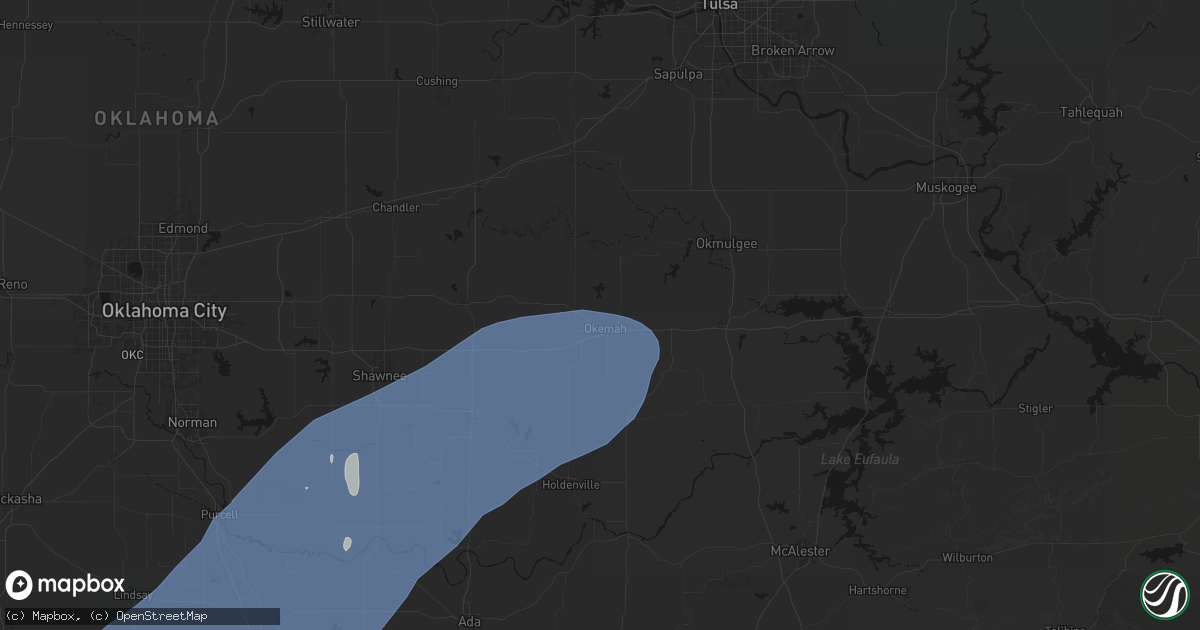 Hail map in Okemah, OK on October 14, 2026