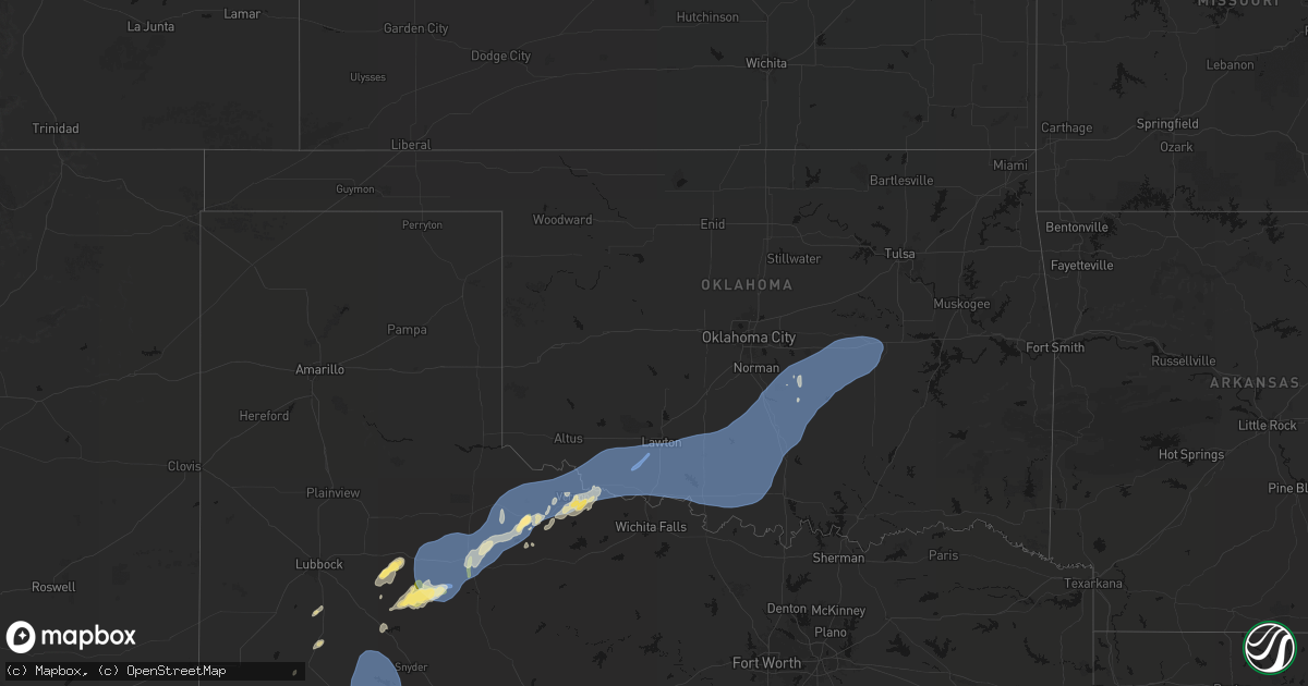 Hail map in Oklahoma on October 14, 2026