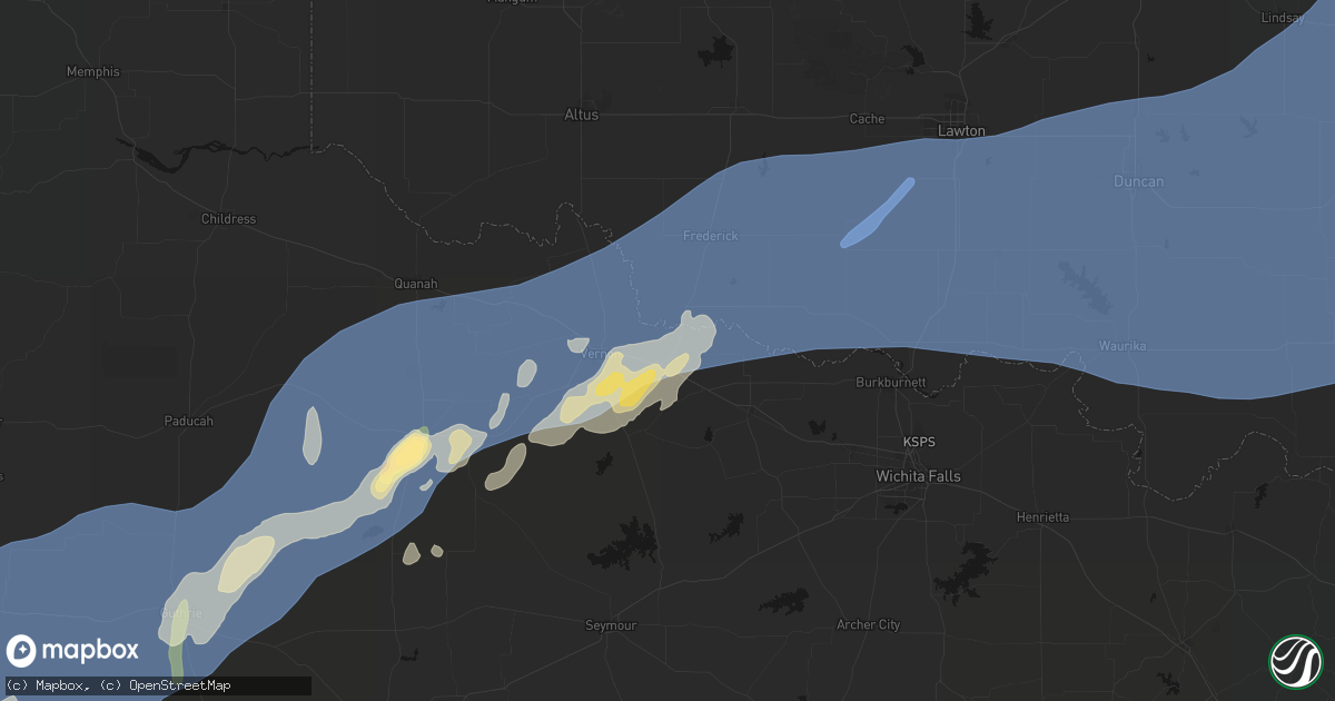 Hail map in Oklaunion, TX on October 14, 2026