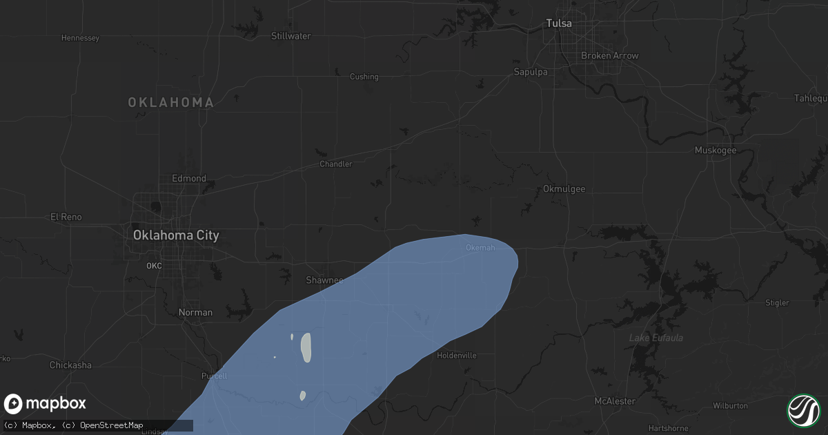 Hail map in Paden, OK on October 14, 2026