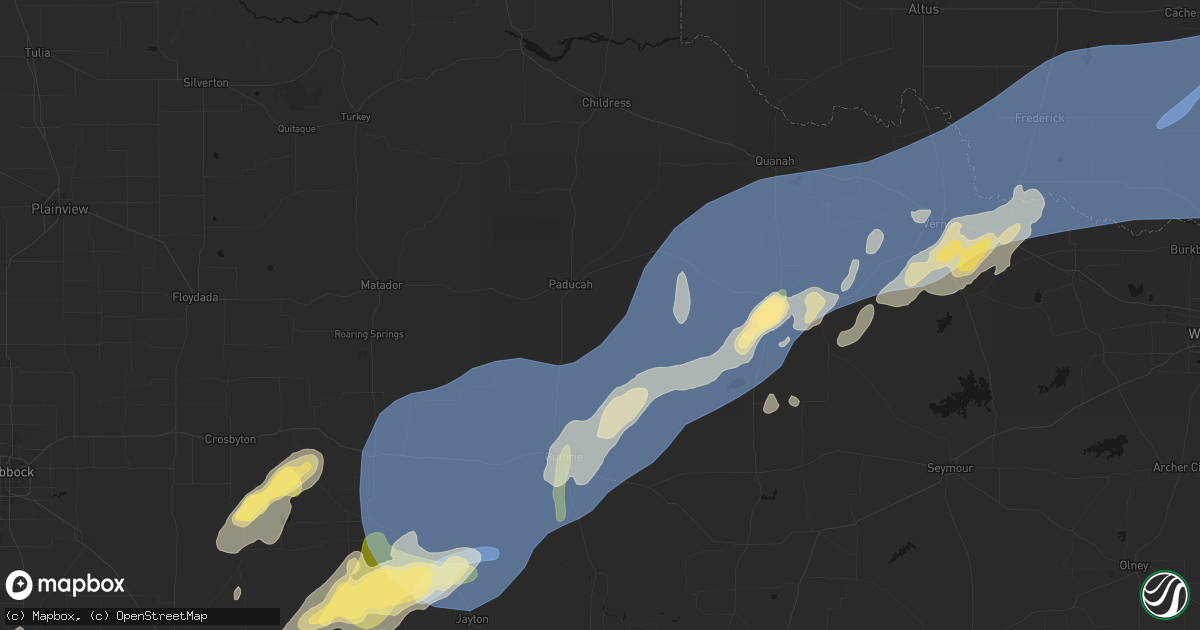 Hail map in Paducah, TX on October 14, 2026