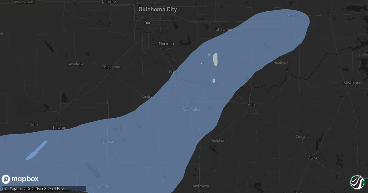 Hail map in Paoli, OK on October 14, 2026
