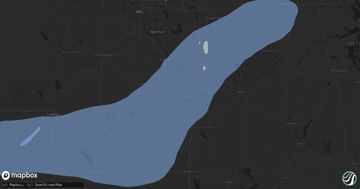 Hail map in Pauls Valley, OK on October 14, 2026