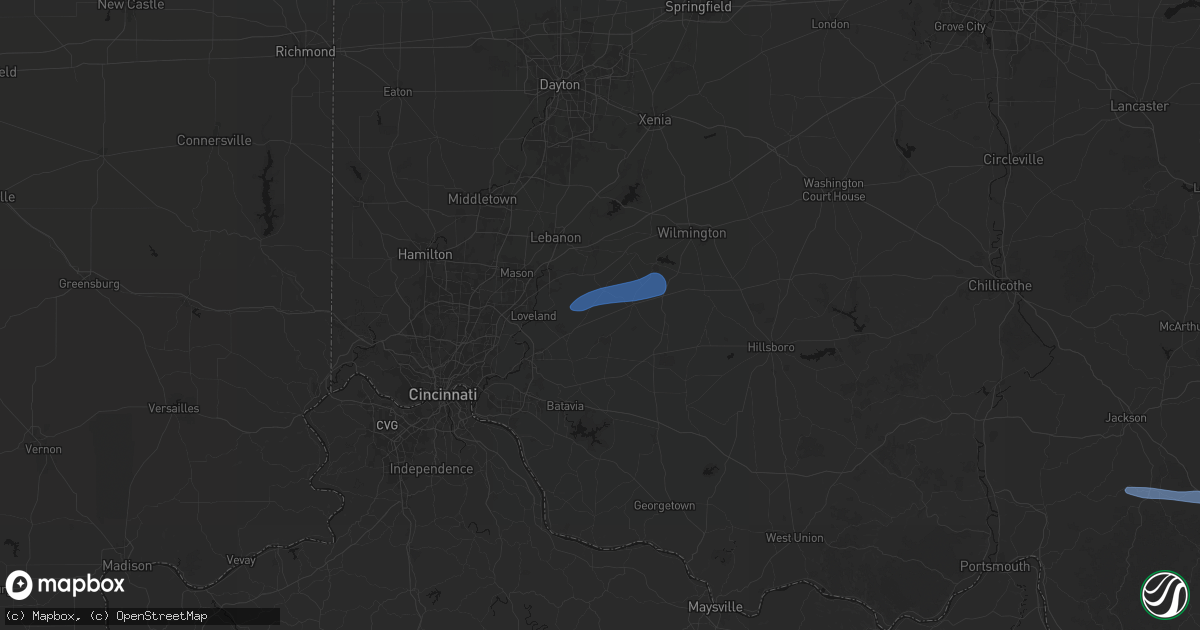 Hail map in Pleasant Plain, OH on October 14, 2026