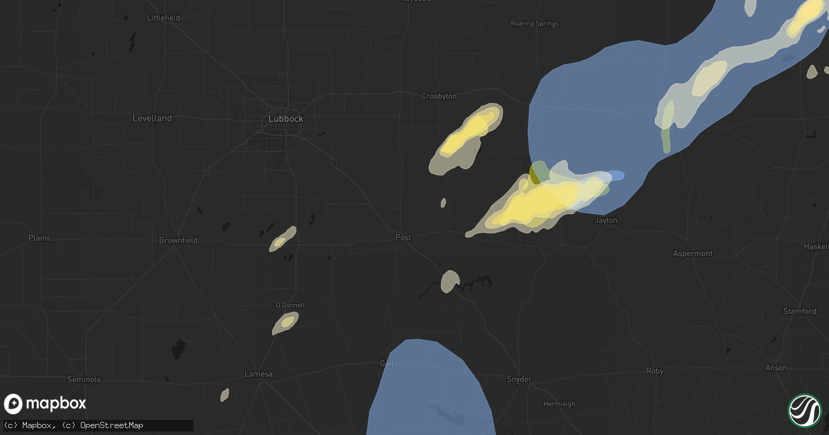 Hail map in Post, TX on October 14, 2026