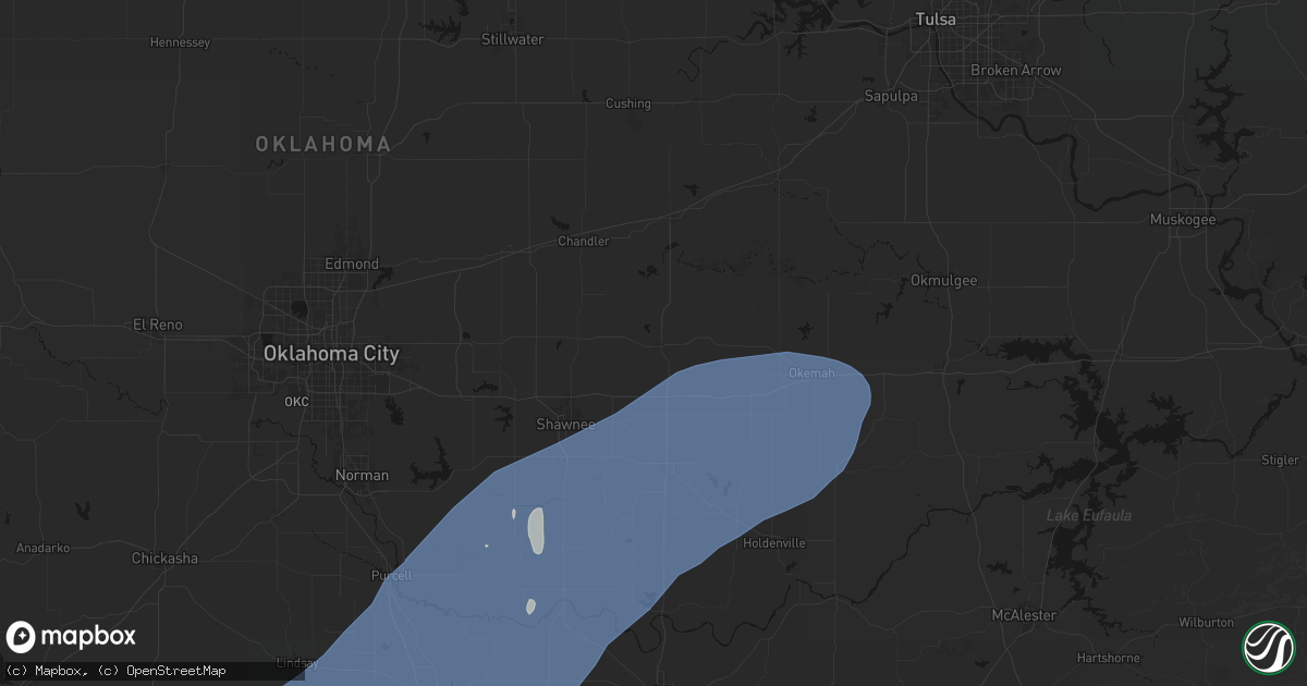 Hail map in Prague, OK on October 14, 2026