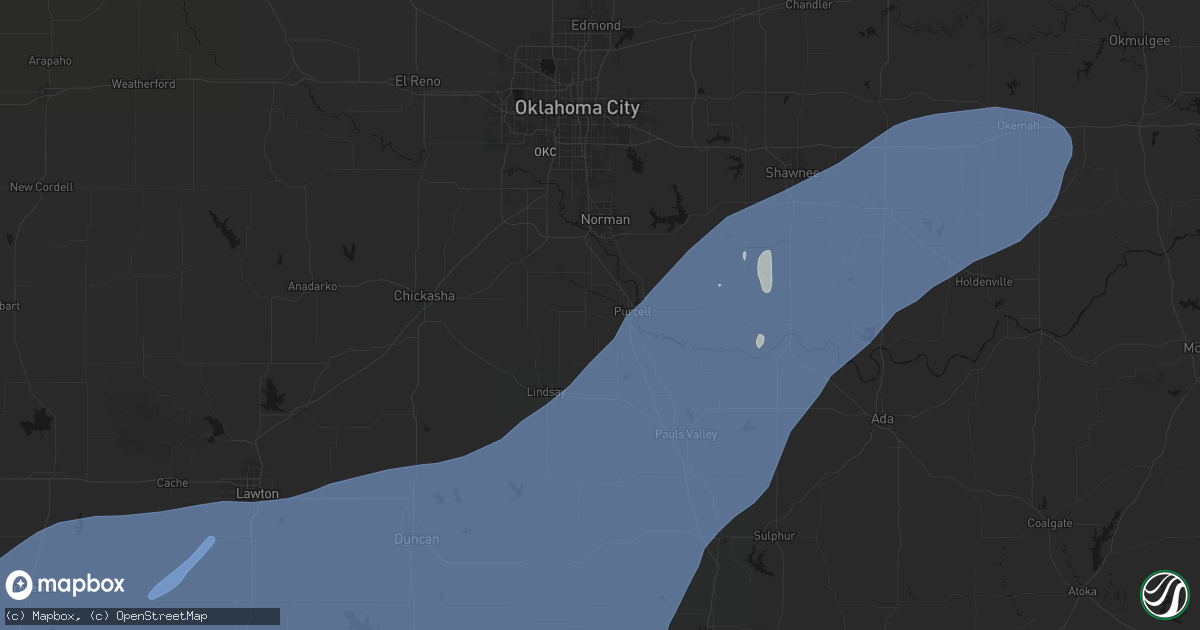 Hail map in Purcell, OK on October 14, 2026