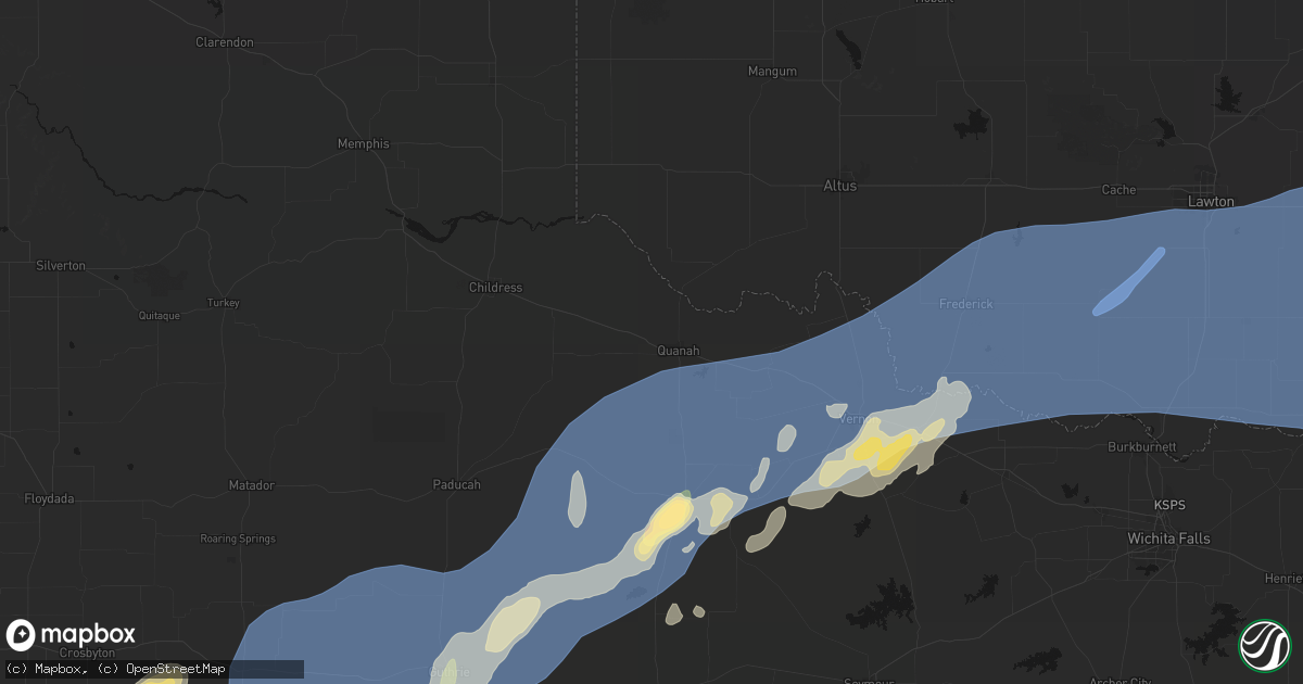 Hail map in Quanah, TX on October 14, 2026