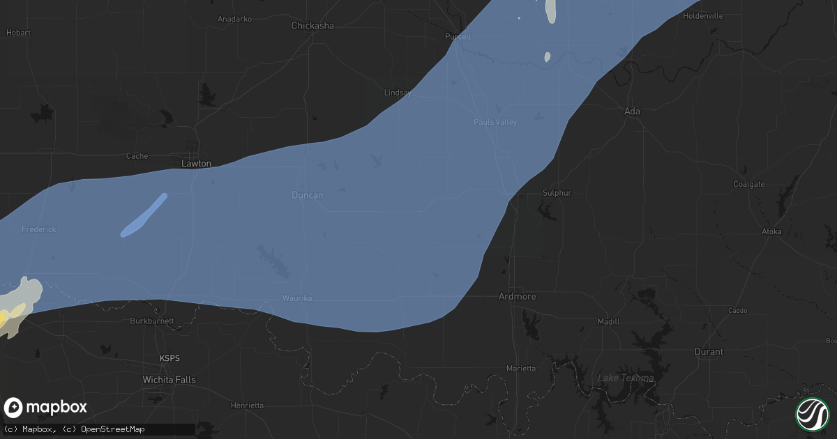Hail map in Ratliff City, OK on October 14, 2026