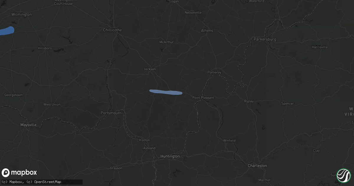 Hail map in Rio Grande, OH on October 14, 2026